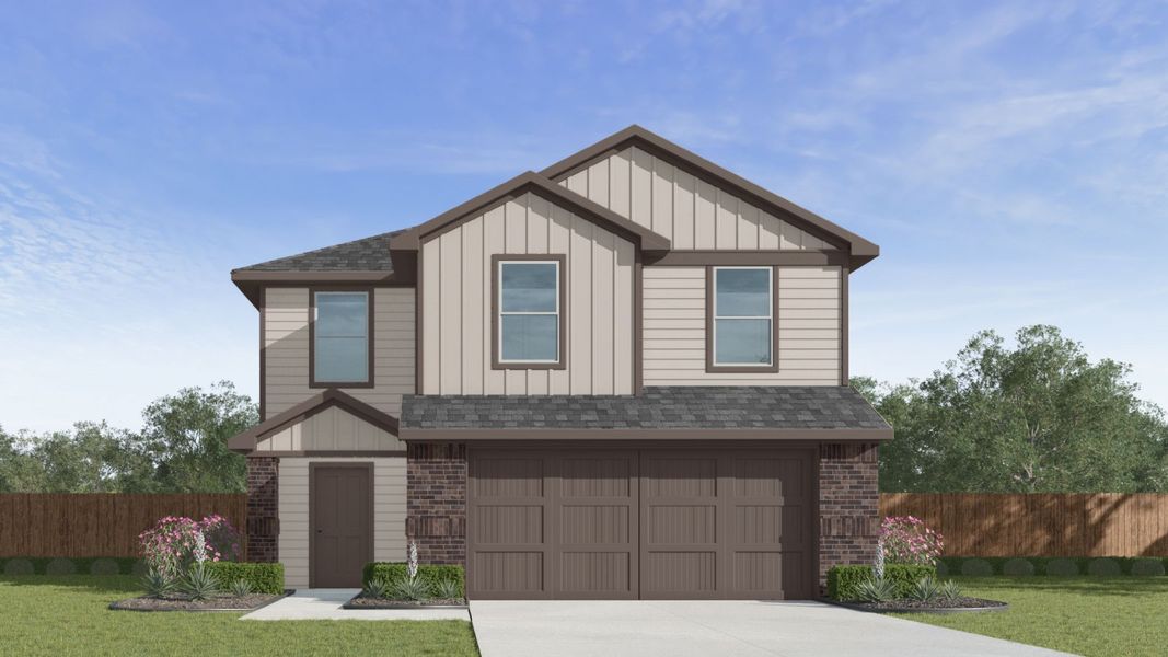 Representative exterior photo of a completed home built from the The Davis by D.R. Horton in Arroyo Ranch, Seguin, TX (Image 2). Representative exterior photo of a completed home built from the The Davis by D.R. Horton in Arroyo Ranch, Seguin, TX (Image 2).