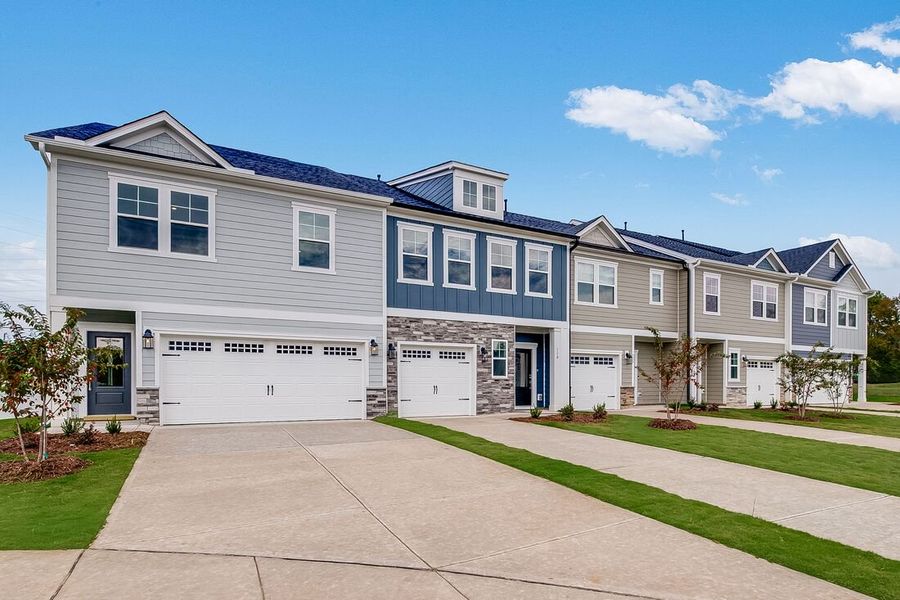 Front exterior of a new home in Magnolia Townes, Wendell, NC, highlighting curb appeal (Image 16).