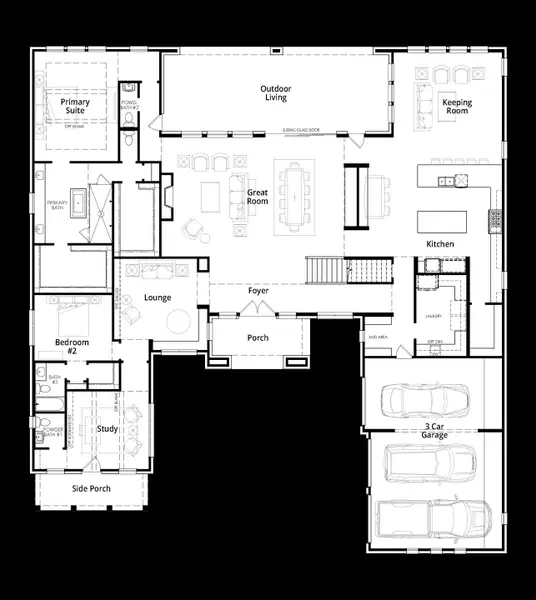 2D floor plan layout for the Oak Hollow by Huntington Homes in McCreary Meadows, Parker, TX (Image 2). 2D floor plan layout for the Oak Hollow by Huntington Homes in McCreary Meadows, Parker, TX (Image 2).