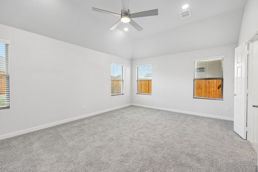 Primary Bedroom in the Gilmour II home plan by Trophy Signature Homes