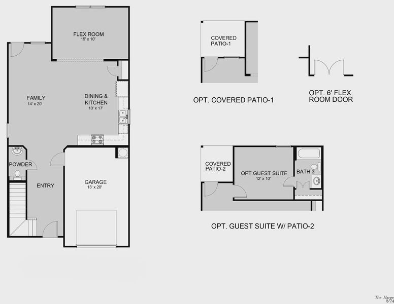2D floor plan layout for the The Harper by Legend Homes in Townsend Reserve, Splendora, TX (Image 3).