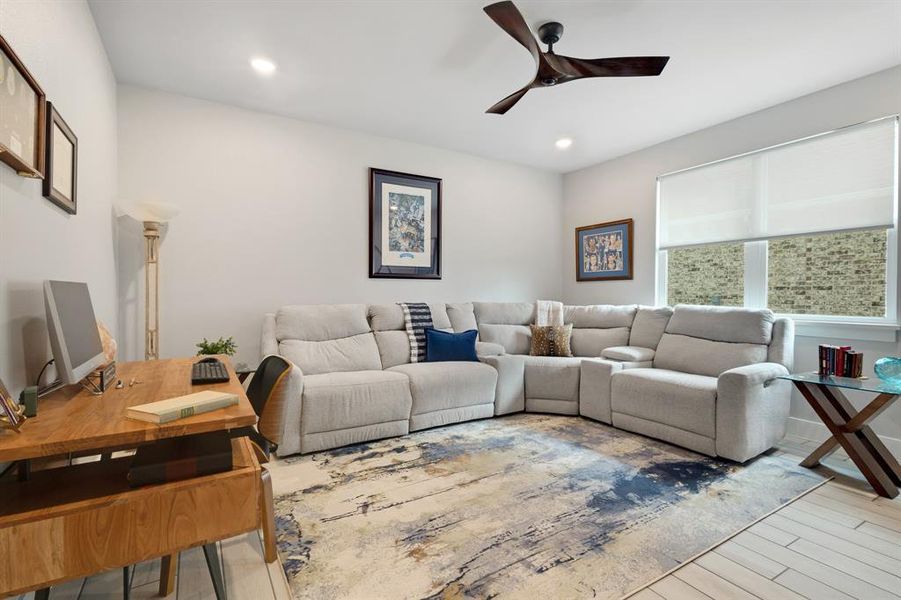 Flex space perfect for a den or an office.