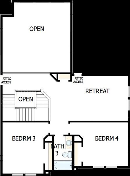 2D floor plan layout of this home in COLTON - Parkview Collection, Montgomery, TX (Image 6).