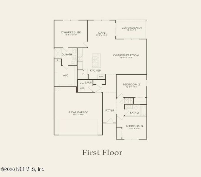 2D floor plan layout of this home in Wells Landing, Jacksonville, FL (Image 3).