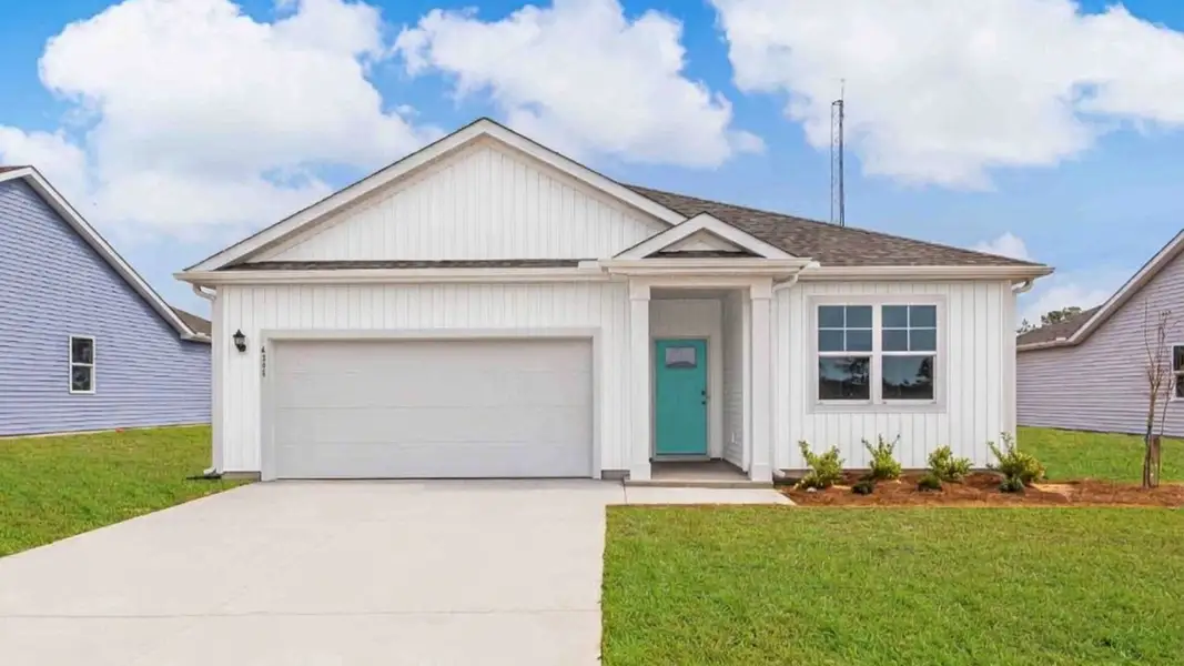 Front exterior of a new home in Sidbury Station, Castle Hayne, NC, highlighting curb appeal (Image 1). Front exterior of a new home in Sidbury Station, Castle Hayne, NC, highlighting curb appeal (Image 1).