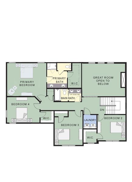 2D floor plan layout for the The Cambridge by Forbes Capretto Homes in Wheatfield Crossing, North Tonawanda, NY (Image 5).