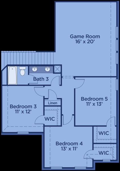 2D floor plan layout for the The Whitney by UnionMain Homes in Cambridge Crossing, Celina, TX (Image 6).