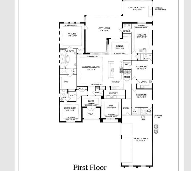 2D floor plan layout of this home in Bridgewater, Jupiter, FL (Image 2).