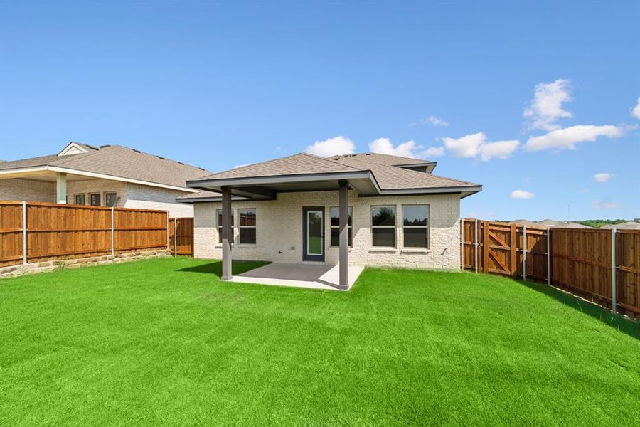 Exterior details and patio area of a home in Aspire at Noble Ridge, Howe (Image 2). Exterior details and patio area of a home in Aspire at Noble Ridge, Howe (Image 2).