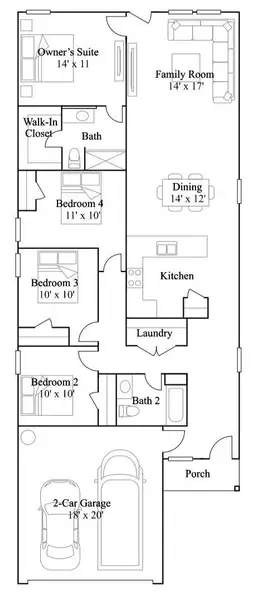 2D floor plan layout of this home in Caney Mills, Conroe, TX (Image 2).