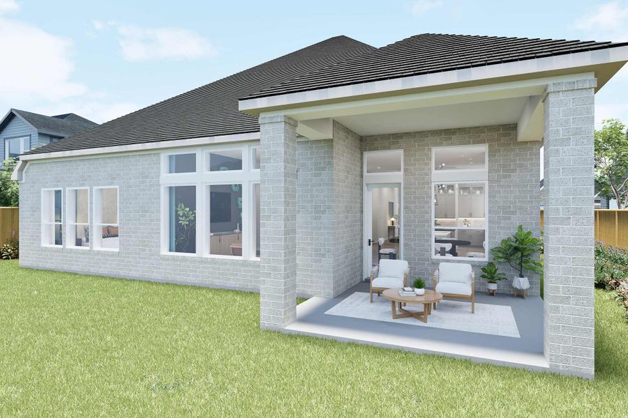 Representative exterior details of a home built from the The Braswell by David Weekley Homes in Kissing Tree – Summit Series, San Marcos (Image 3).
