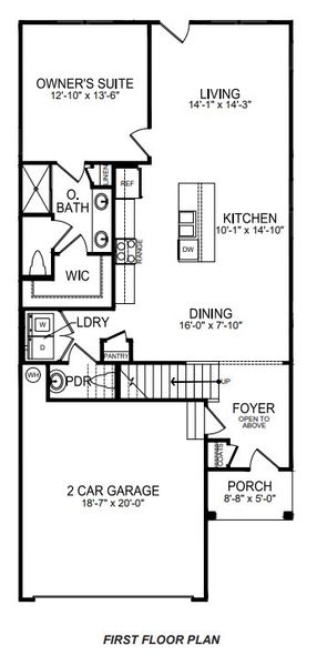 2D floor plan layout for the SIERRA by D.R. Horton in Sycamore Cove, Woodruff, SC (Image 3). 2D floor plan layout for the SIERRA by D.R. Horton in Sycamore Cove, Woodruff, SC (Image 3).
