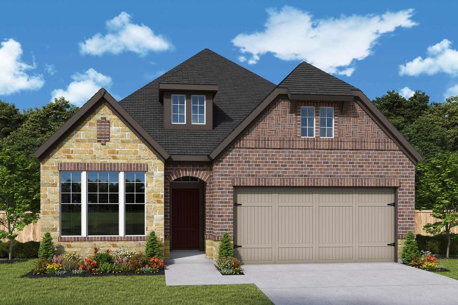 Representative exterior photo of a completed home built from the The Athens by David Weekley Homes in Harvest Green 45', Richmond, TX (Image 1).