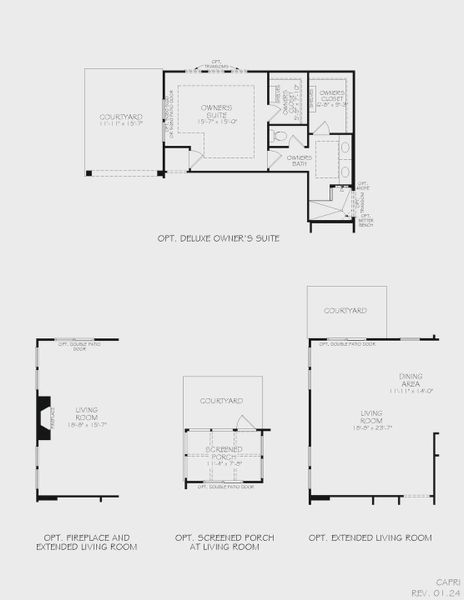 2D floor plan layout for the Capri by Epcon Communities in The Courtyards at Oak Grove, Durham, NC (Image 40).