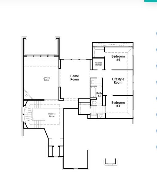 2D floor plan layout for the 220 Plan by Highland Homes in Briggs Ranch, San Antonio, TX (Image 4).