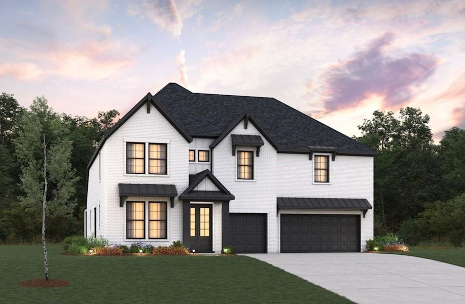 Front exterior of a new home in Amira: Hilltop Collection, Tomball, TX, highlighting curb appeal (Image 1).