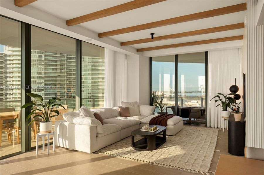 Furnished interior view inside a new home in Five Park, Miami Beach (Image 4).
