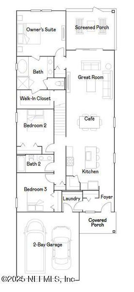 2D floor plan layout of this home in Granary Park, Green Cove Springs, FL (Image 5).