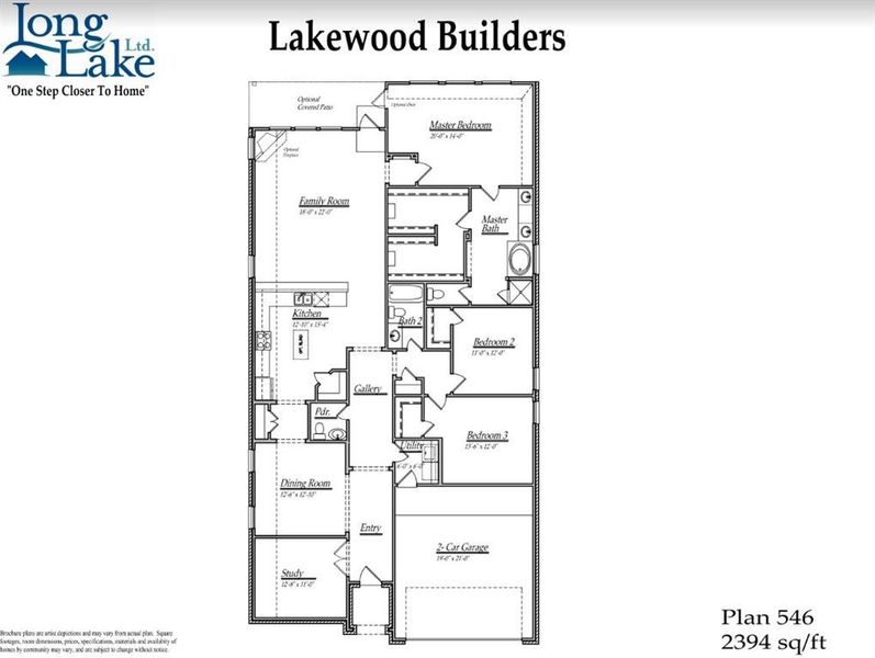 Plan 546 features 3 bedrooms, 2 full baths, 1 half bath and over 2,300 square feet of living space.