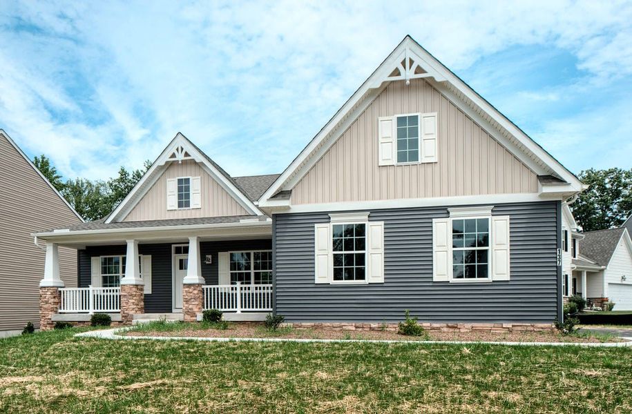 Representative exterior photo of a completed home built from the Arcadia by Keystone Custom Homes in Edgewater on Lake Tillery, Norwood, NC (Image 9).