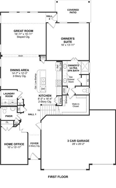 The Ashville floor plan by K. Hovnanian® Homes. 1st Floor shown. *Prices, plans, dimensions, features, specifications, materials, and availability of homes or communities are subject to change without notice or obligation.
