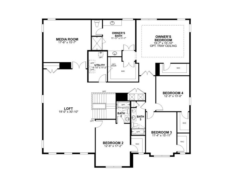2D floor plan layout for the Grandview Sl by M/I Homes in Willow Run, Apopka, FL (Image 4).