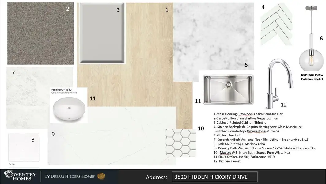 Sample of building materials used in homes in The Meadows at Imperial Oaks, Spring (Image 4). Sample of building materials used in homes in The Meadows at Imperial Oaks, Spring (Image 4).