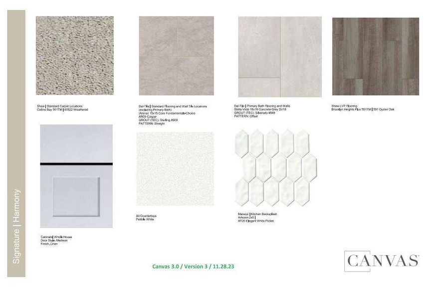 Design Selections.  Home is under construction and selections are subject to change.