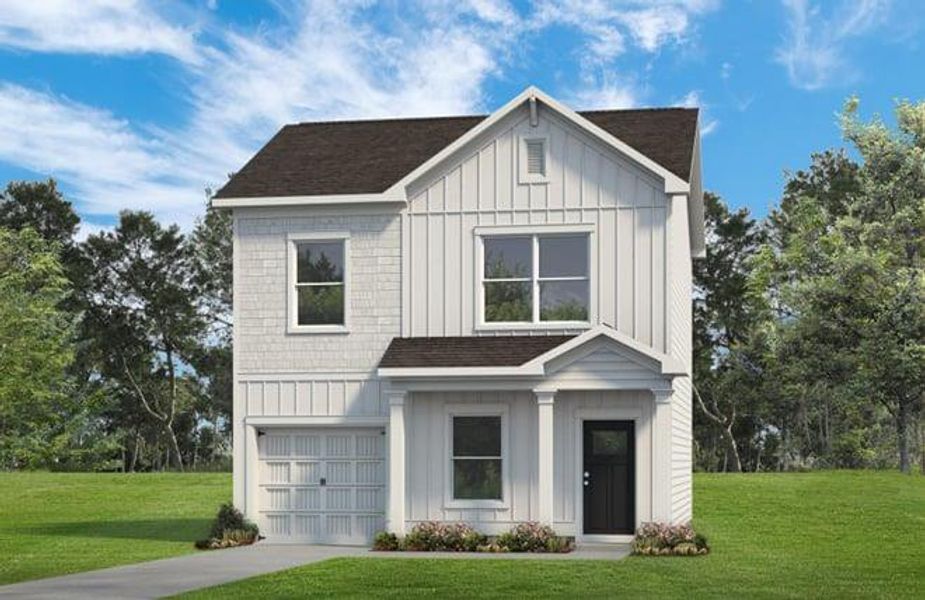 Front exterior of a new home in Laurel Creek, Calhoun, GA, highlighting curb appeal (Image 1). Front exterior of a new home in Laurel Creek, Calhoun, GA, highlighting curb appeal (Image 1).