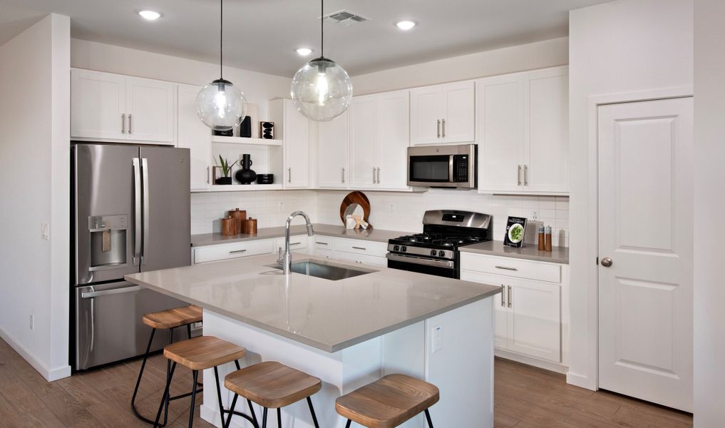 Kitchen with pendant lighting