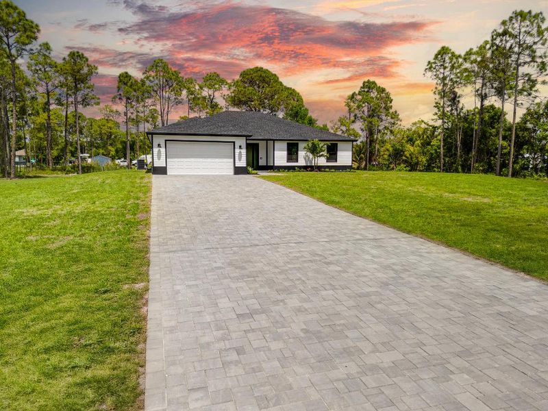 Front Elevation with Driveway