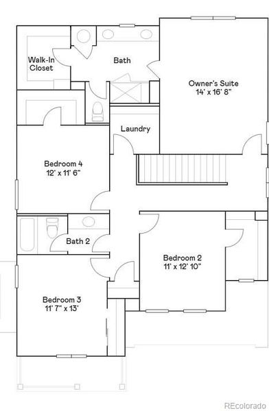 2D floor plan layout of this home in Riano Ridge: The Pioneer Collection, Loveland, CO (Image 3).