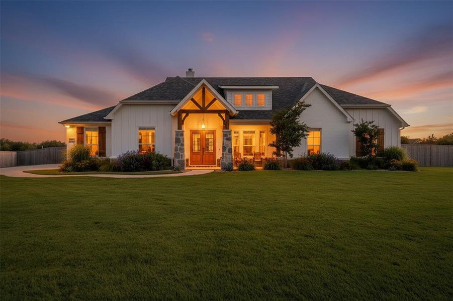 Front exterior of a new home in Jordan Run, Midlothian, TX, highlighting curb appeal (Image 22).