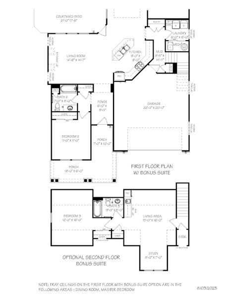 2D floor plan layout of this home in The Courtyards at Bailey Farms, Dacula, GA (Image 5).