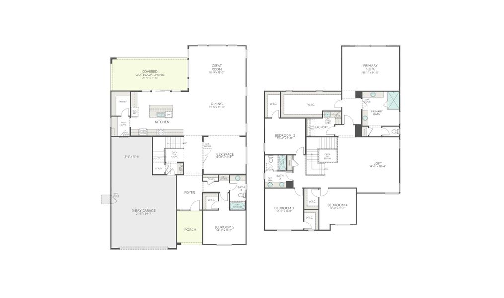 2D floor plan layout for the Sycamore Plan 4514 by Tri Pointe Homes in Terraza, San Tan Valley, AZ (Image 5).