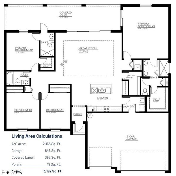 2D floor plan layout of this home in Cape Coral, Cape Coral, FL (Image 4).
