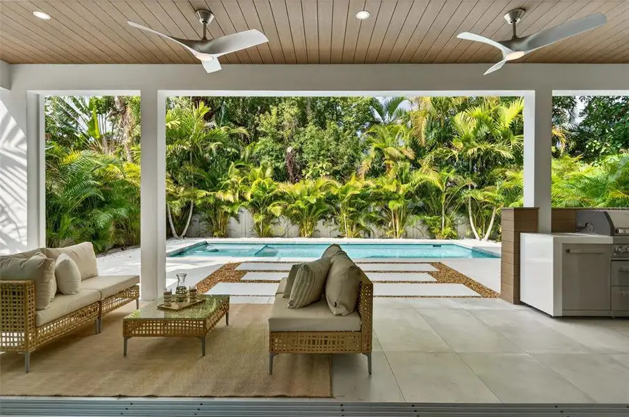 Exterior details and patio area of a home in , Sarasota (Image 29).