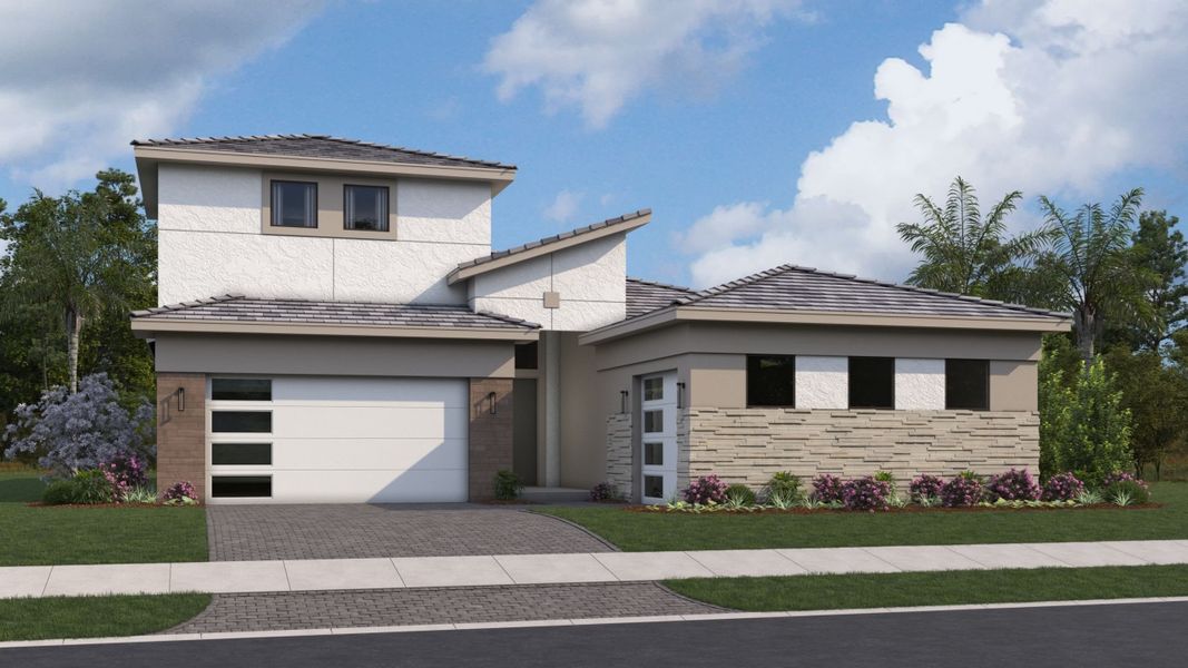 Representative exterior photo of a completed home built from the Sophia by Kolter Homes in Esprit at Avenir, Palm Beach Gardens, FL (Image 29).