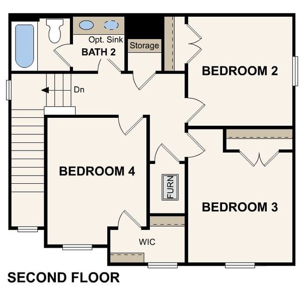 2D floor plan layout of this home in Eastwood at Sonterra, Jarrell, TX (Image 3).