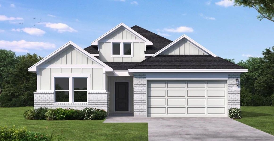 Front exterior of a new home in Windcress, Cove, TX, highlighting curb appeal (Image 1). Front exterior of a new home in Windcress, Cove, TX, highlighting curb appeal (Image 1).