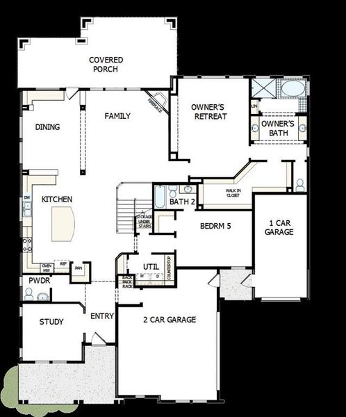 2D floor plan layout of this home in South Pointe Manor Series, Mansfield, TX (Image 4).
