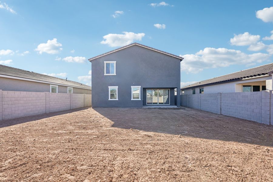 Back exterior elevation. Finishes and options may vary.