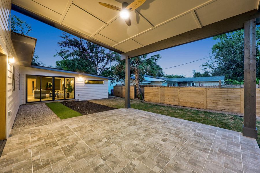 Spacious covered patio perfect for relaxing and entertaining Spacious covered patio perfect for relaxing and entertaining