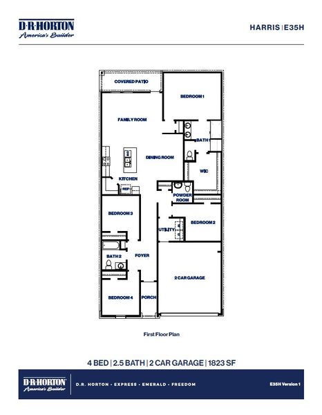2D floor plan layout for the Harris by D.R. Horton in Cypress Green, Hockley, TX (Image 4). 2D floor plan layout for the Harris by D.R. Horton in Cypress Green, Hockley, TX (Image 4).