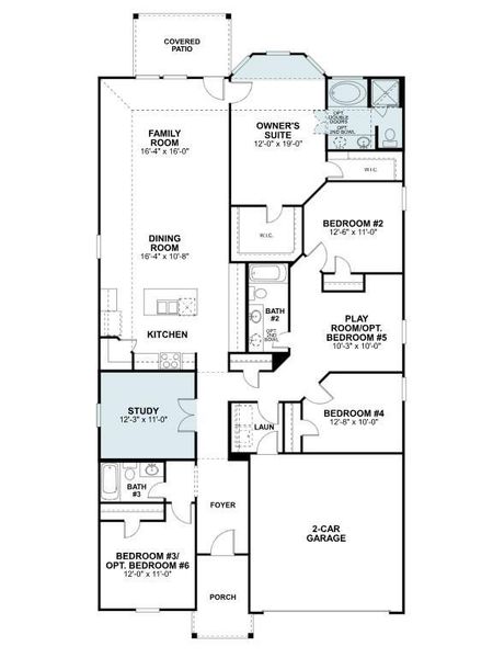 2D floor plan layout of this home in Pinewood at Grand Texas, New Caney, TX (Image 3).