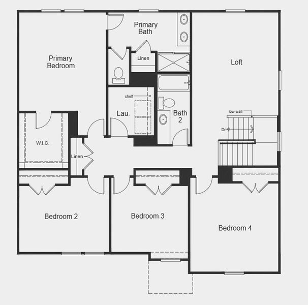 2D floor plan layout for the Plan 2539 by KB Home in Utley Farms, New Hill, NC (Image 8).