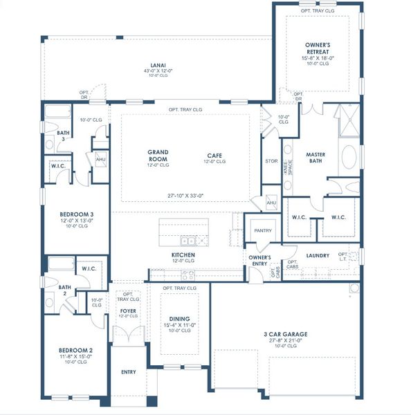 2D floor plan layout for the Cedar Key I by Homes by WestBay in Hawkstone, Lithia, FL (Image 3).