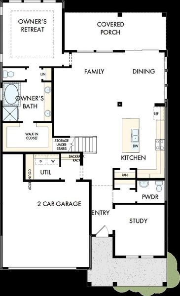 2D floor plan layout of this home in Bridgeland Central: Emerald Heights - Enclave Collection, Cypress, TX (Image 5).