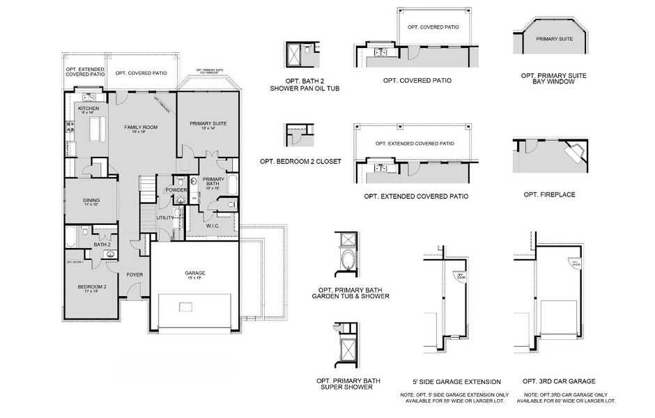 2D floor plan layout for the The Hawthorn by Legend Homes in Rocky Creek Crossing, Crowley, TX (Image 3).
