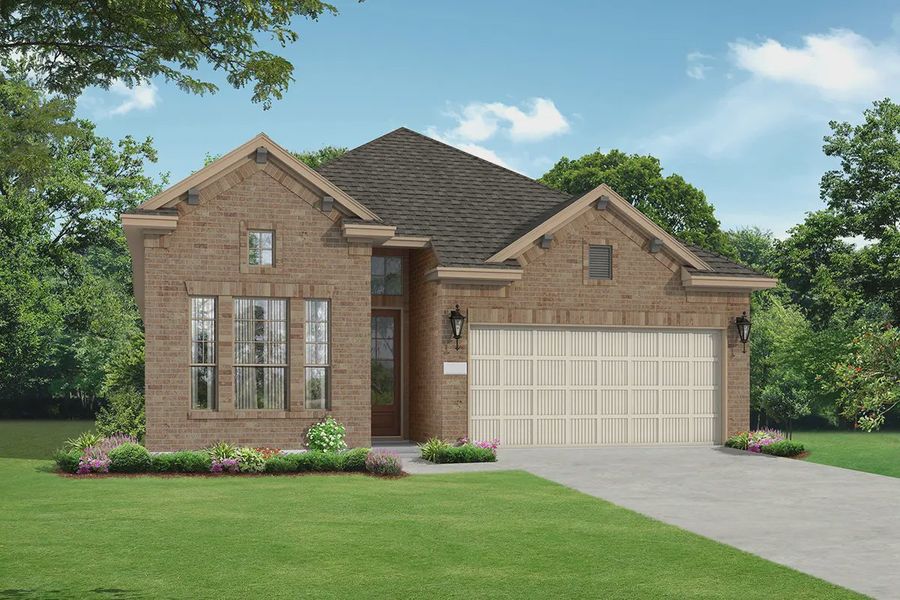 Representative exterior photo of a completed home built from the Oakley by Chesmar Homes in Brookewater 45's, Rosenberg, TX (Image 2). Representative exterior photo of a completed home built from the Oakley by Chesmar Homes in Brookewater 45's, Rosenberg, TX (Image 2).